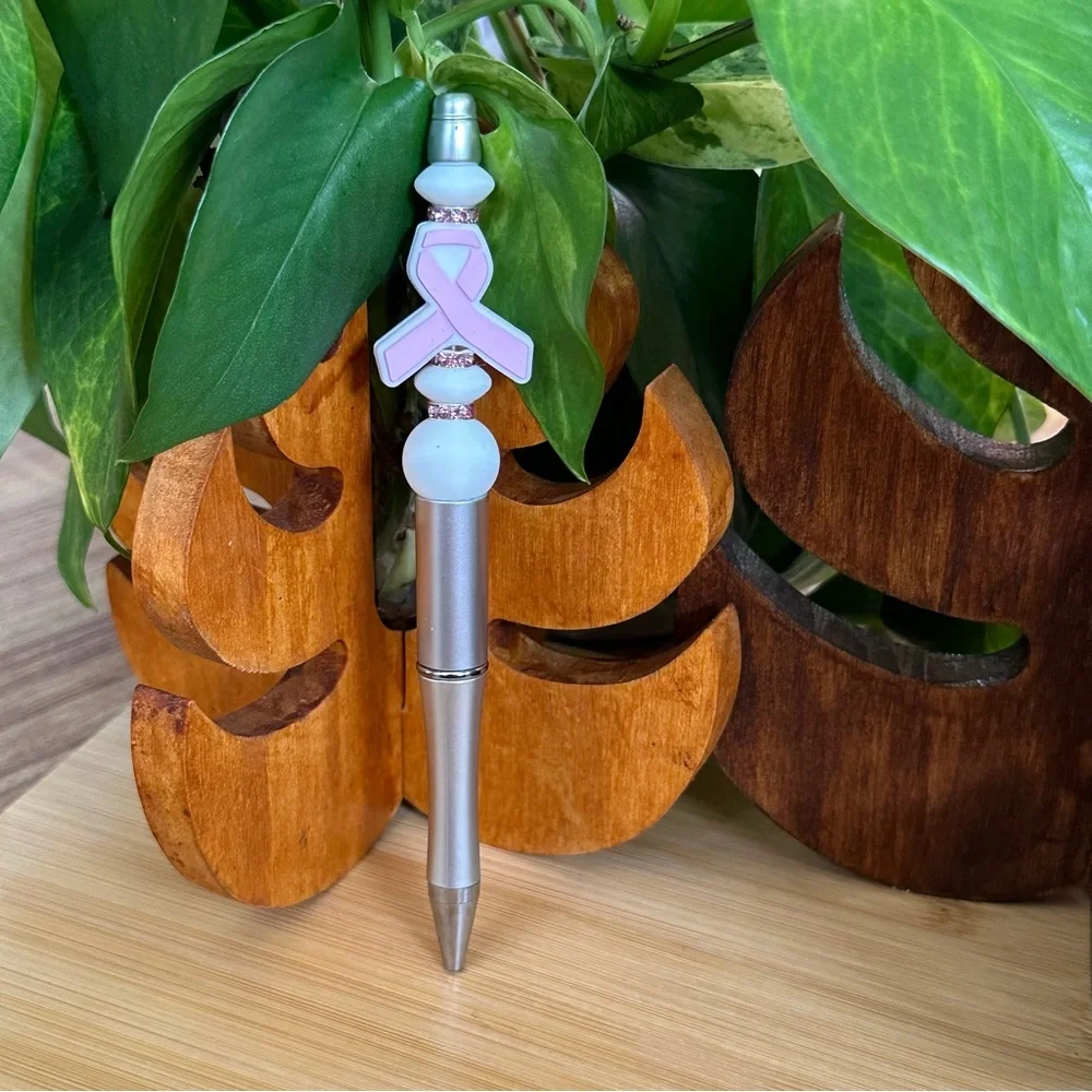 Handmade Silicone Beaded Pen 🎀 Breast Cancer Awareness +‎ Refill